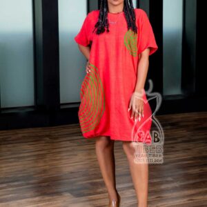 Red summer mid dress J003