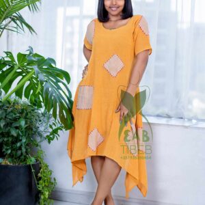 Yellow summer mid dress J025