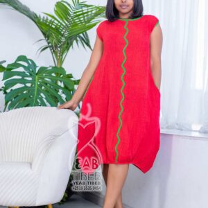 Red summer mid dress J028