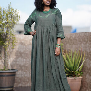 Green Embroidery Gown