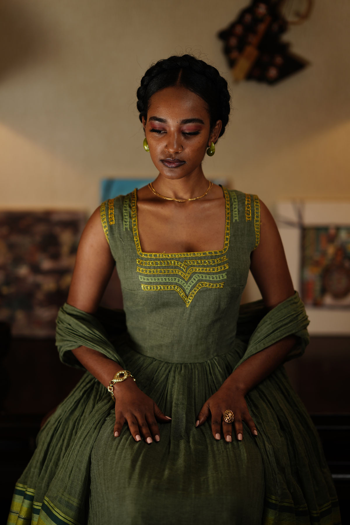 Royal Green Enkutatash Dress - Image 2