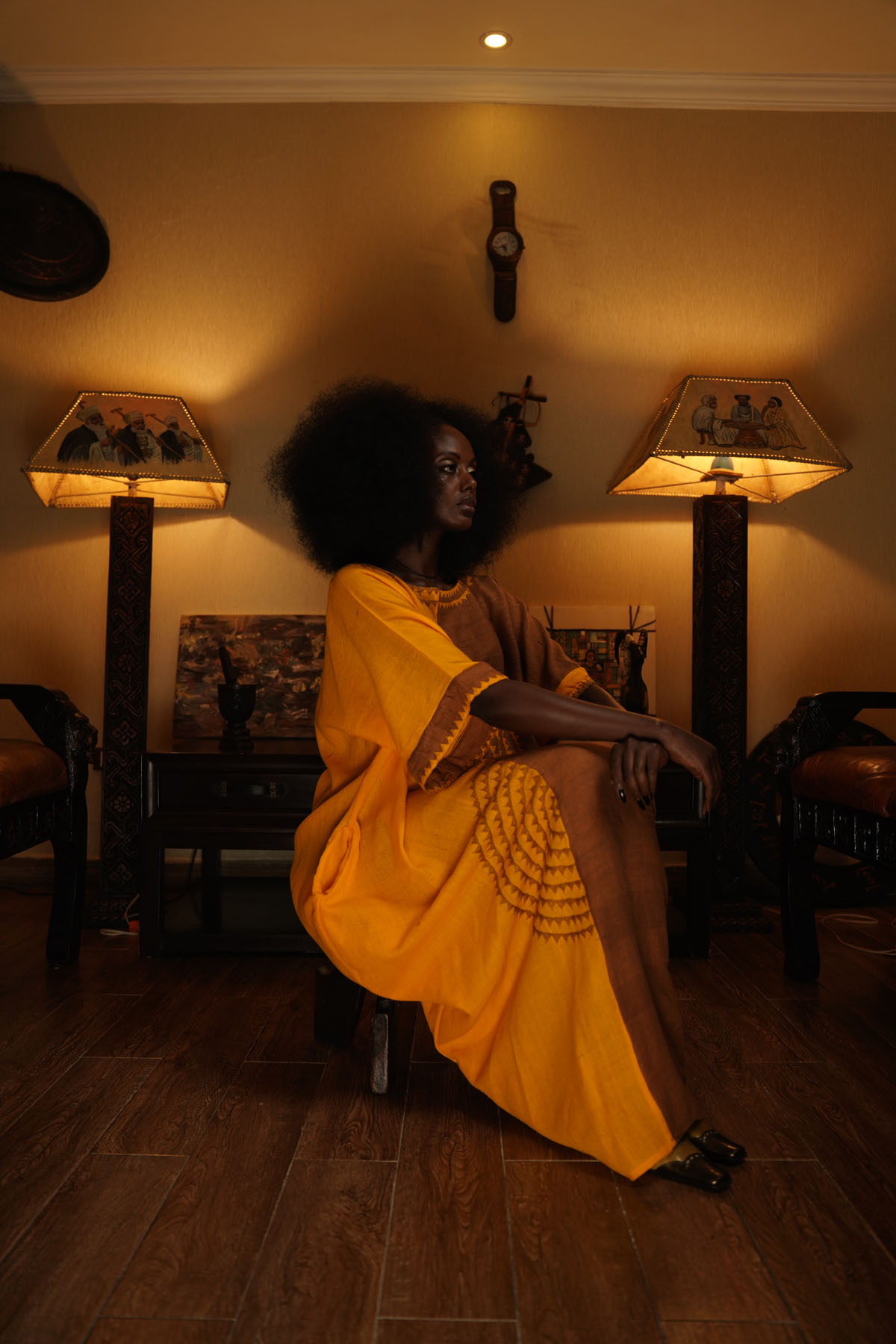 Yellow and brown coffee Dress 17ENY-29 - Image 5