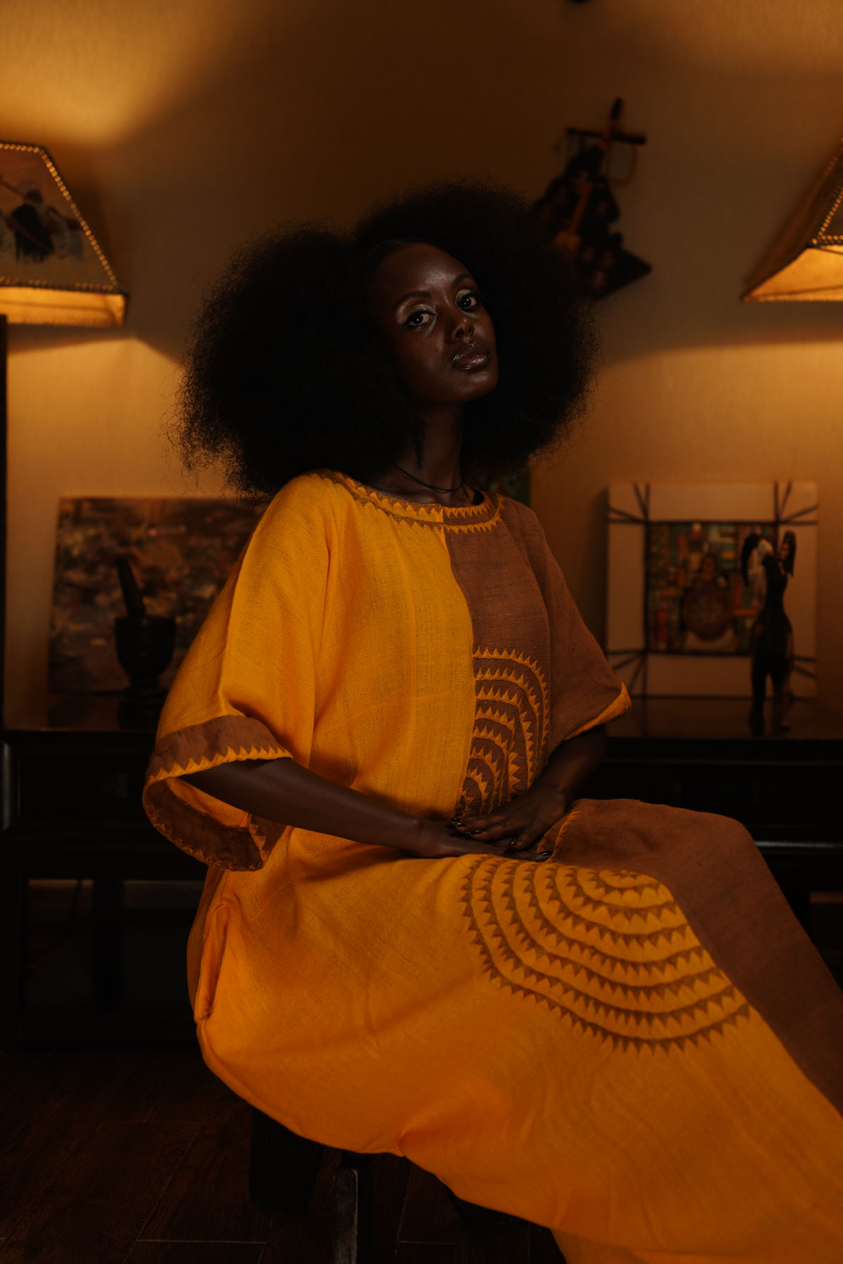 Yellow and brown coffee Dress 17ENY-29 - Image 6